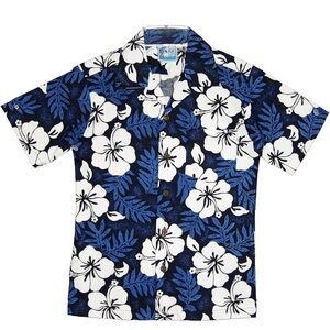 Kids Blue Floral Button Down Shirt